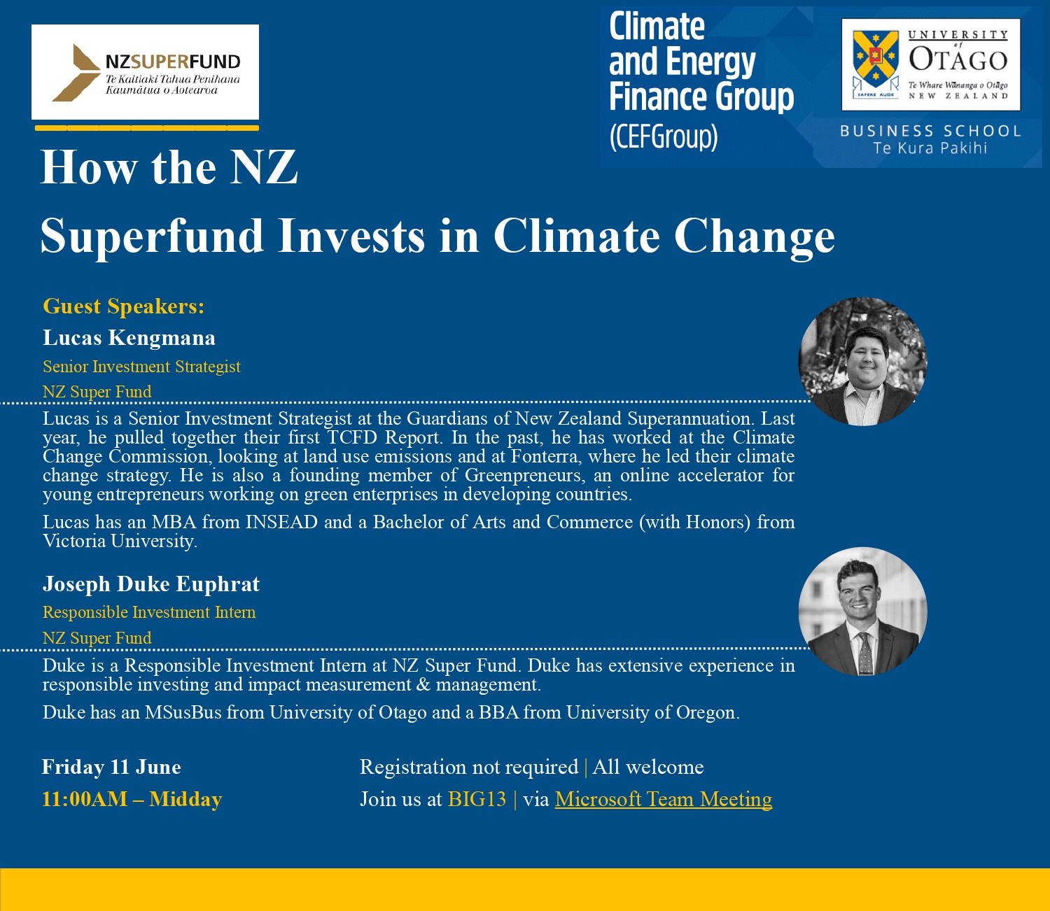 CEFGroup Webinar | How the NZ Superfund Invests in Climate Change @ Biochemistry Building Seminar Room G.13