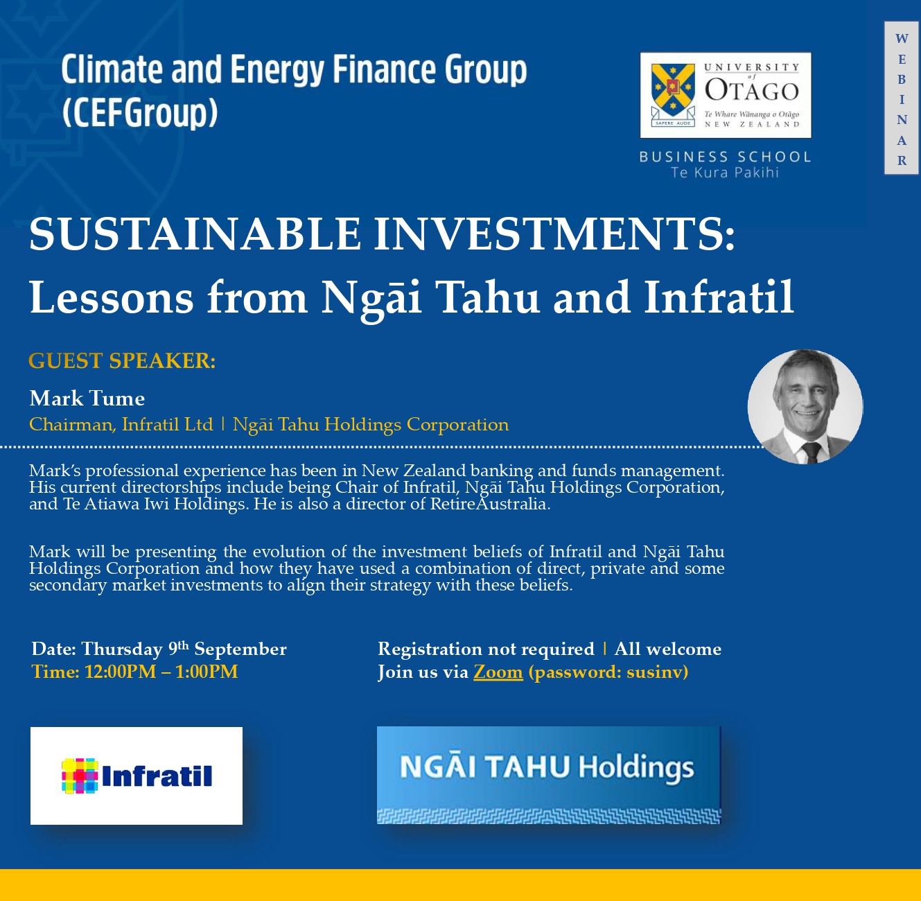 CEFGroup Webinar | Sustainable Investments: Lessons from Ngāi Tahu and Infratil @ Zoom