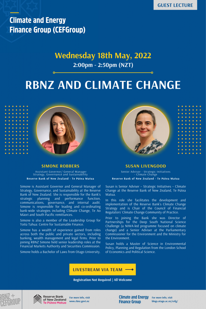 CEFGroup Public Lecture | RBNZ and Climate Change @ Microsoft Team