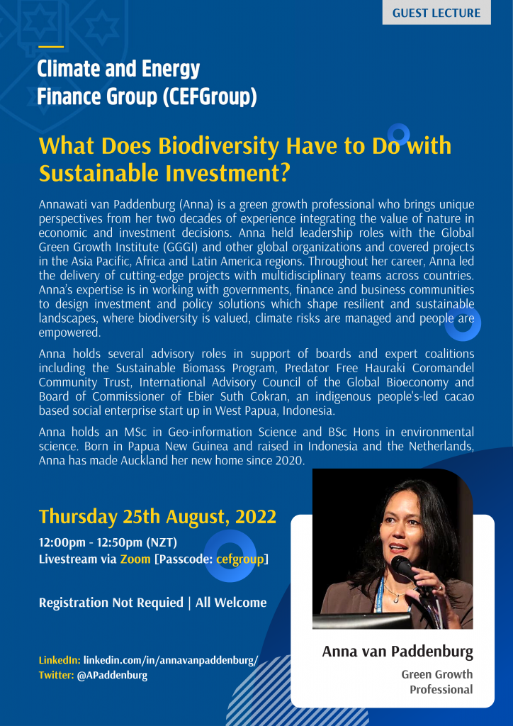 CEFGroup Public Lecture | What Does Biodiversity Have to Do with Sustainable Investment? @ Zoom [passcode: cefgroup]