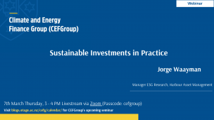 CEFGroup Webinars | Jorge Waayman [Manager ESG Research, Harbour Asset Management] @ Zoom [passcode: cefgroup]