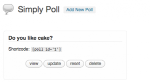 Screenshot of shortcodes for polls