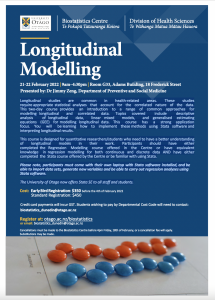 Biostatistics Centre: Longitudinal Modelling @ Room G33, Adams Building,