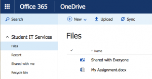 Screenshot showing view of files in OneDrive online