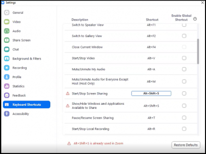 Shortcut Keys in Zoom | Zoom