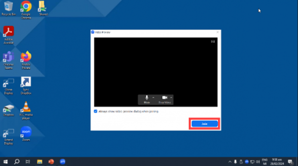 Video Preview window in Zoom